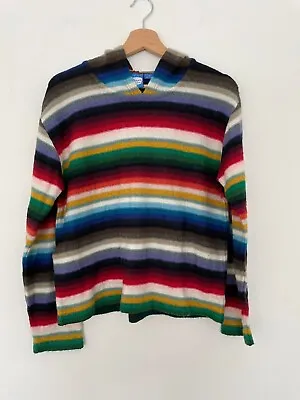 Venus Girl Trap Striped Hoodie 90s Y2K Multicolour Wool Blend To Fit 8 10 12 • $12.42