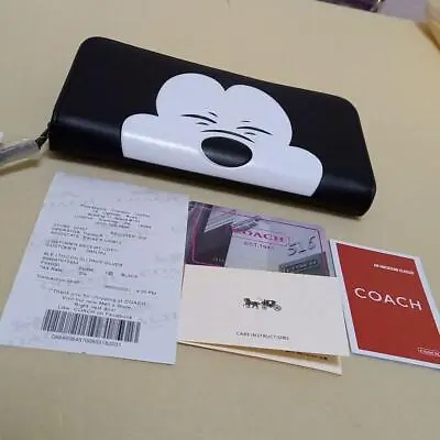 Disney Coach Collaboration Smile Mickey Mouse Long Wallet 75th Limited Black NEW • $220.96