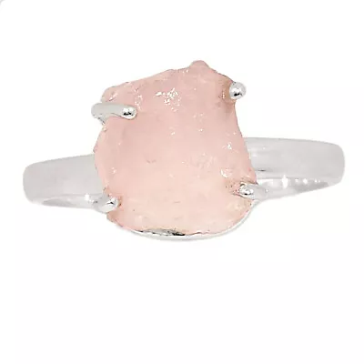 Natural Morganite Rough - Madagascar 925 Silver Ring Jewelry S.9 CR23791 • $15.99