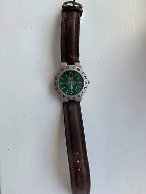 Unisex Genuine Yess Brand Green & Gold Dial PU Leather Strap Analog Quartz Watch • £2