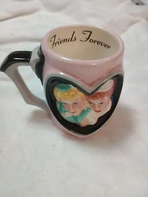  I Love Lucy  Pink Coffee Mug Cup 3D Lucy & Ethel  Friends Forever  Vandor 1996 • $10