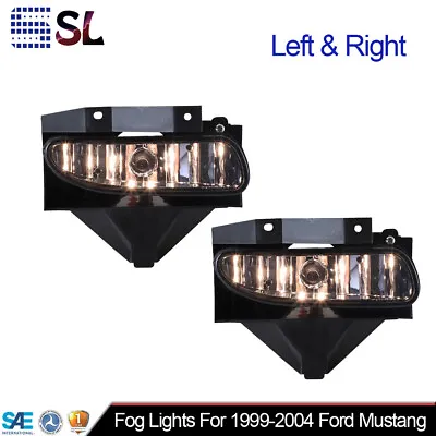 Pair Bumper Fog Light For 1999-2004 Ford Mustang Smoke Lens Front Lamps Halogen • $25.29