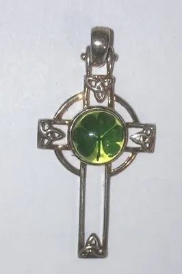 Vintage Shamrock Sterling Silver Cross Celtic Knot Pendant Charm Irish Hallmarks • $49.99
