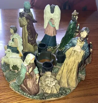 Advent Nativity Wreath Crown Candle Holder Wreath Christmas 6” Tall Resin (pics) • $33.96