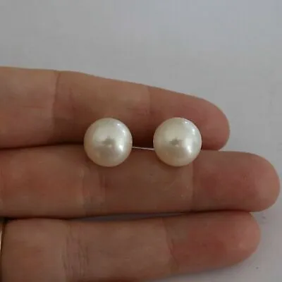 Vintage 14k Solid Gold Mabe Pearl Earrings Pierced Wedding Bridal Office Party • $127.92