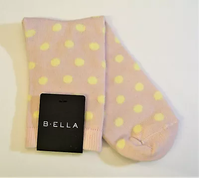 B. Ella Ladies Cotton Blend Crew Socks Beverly Dot Dusty Pink & Ivory - NEW • $14