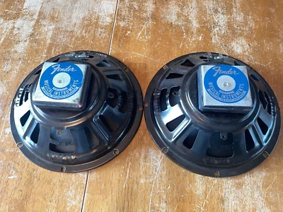 Vintage 1970s Fender CTS Blue Label 10 Inch 32 Ohms Original Cones Speakers Pair • £118.98