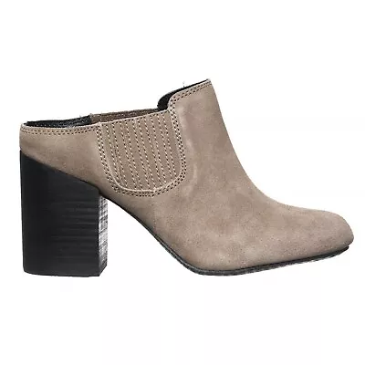 ME TOO Open-Back Chunky Heel Booties Pick Size & Color Black LEATHER/Taupe SUEDE • $27.64