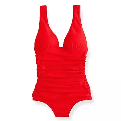 J. Crew Bright Cerise Coral Ruched Femme One Piece Bathing Suit Size 22 NEW • $44.99