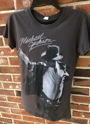 Michael Jackson Shirt Top T Shirt Grey Dancing Shoes Juniors Womens Size Small S • £12.34