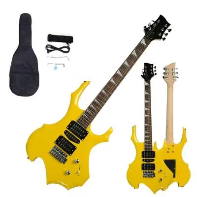 New Yellow Flame Type Beginner Practice Right-Handed Electric Guitar Set • $56.99