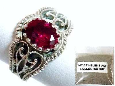 Red Helenite Size 7 Ring 925 Sterling Silver Plus 1980 Volcanic Ash USA Made • $59