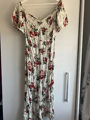 £0.99 • Buy Topshop Womens Dress White & Red Floral Size 12