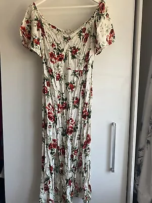 £0.99 • Buy Topshop Womens Dress White & Red Floral Size 12