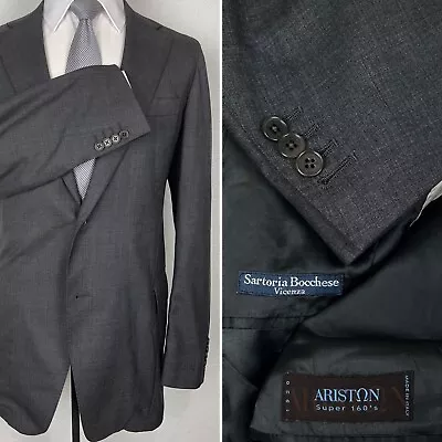 Ariston Super 160’s Sartoria Bocchese Made To Measure Gray Blazer Sport Coat 38L • $129.99