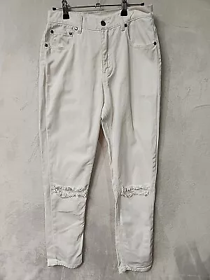 Zulu & Zephyr Womens Jeans Size 10 White Denim 100% Cotton Distressed (3339) • $44.95