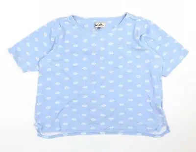 £3.50 • Buy Arista Womens Blue Polka Dot Cotton Basic T-Shirt Size 14 Round Neck