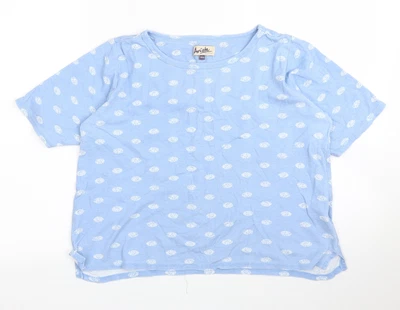 £3.50 • Buy Arista Womens Blue Polka Dot Cotton Basic T-Shirt Size 14 Round Neck