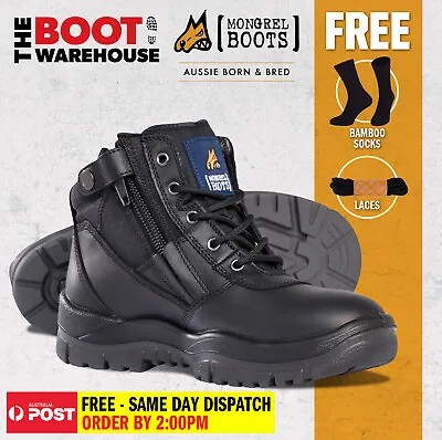 Mongrel Work Boots 961020 Soft Toe Non Safety Brand New Zip Sider. FREE SOCKS • $156.95