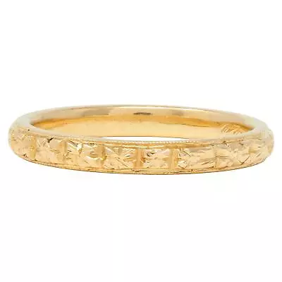 Art Deco 18 Karat Yellow Gold Orange Blossom Antique Wedding Band Ring • $900