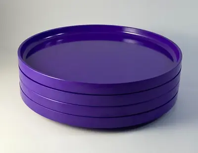 Vintage Heller Massimo Vignelli Purple Melamine 7.5  Salad Plates Set Of 4 • $19.95