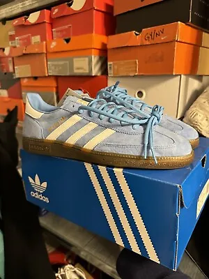 Adidas Handball Spezial Mens Blue White Brown Sport Shoe Trainer Sneaker Limited • £60