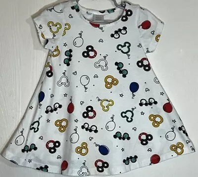 Hanna Andersson Toddler Girl Sz 90 Dress White Short Sleeve Mickey Mouse Decor • $12.75