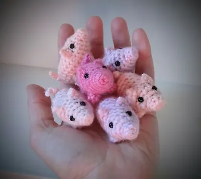 Petite Pigs! - Cute Crochet Plushie Mini Stuffed Farm Animal Figurine Handmade • $7.99