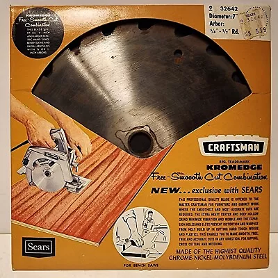 Sears Craftsman Kromedge 9-32642  7  Diameter Circular Saw Blade 5/8-1/2  Rd.USA • $7.95