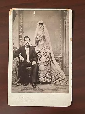 Antique Cabinet Card Bride & Groom  ~J.W. Tharling Evansville Indiana • $5