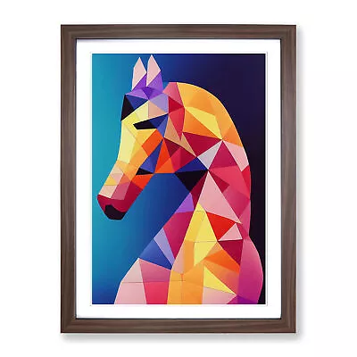 Horse Geometric Wall Art Print Framed Canvas Picture Poster Decor Living Room • £24.95