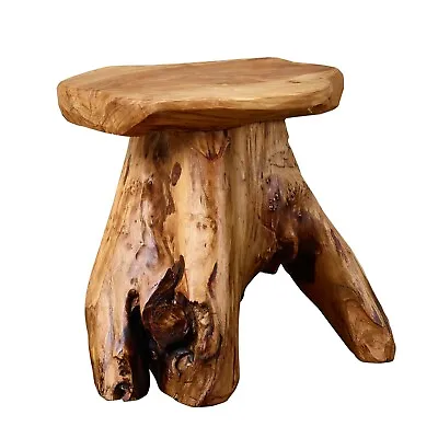 GREENAGE Natural Cedar Mushroom Stool Plant Stand Nightsstand Side Table 13.5  H • $65.44