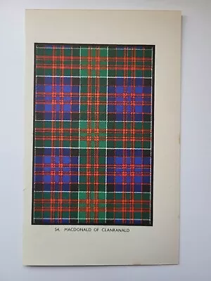 Macdonald Clanranald Old Antique Print Tartans Clans And Families Of Scotland • $8.08