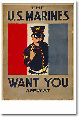 The U.S. Marines Want You - NEW Vintage WWI Era Recruitment Art Print - POSTER • $9.99