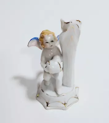 Japan Vintage Cherub Angel Playing Drum Porcelain Bud Vase 3 1/2  Tall • $8.99