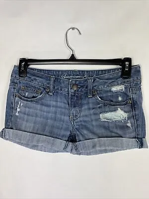 $15.39 • Buy American Eagle Womens Outfitters Zip Pockets Denim Shorts Distressed Blue Sz 2  