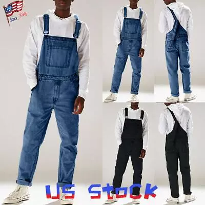 Mens Suspender Denim Jeans Overalls Romper Jumpsuit Dungarees Bib Pants Trousers • $38.26