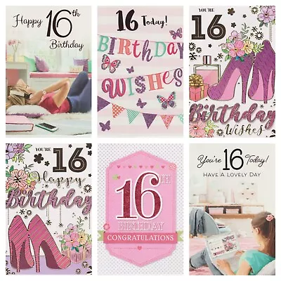 16th Birthday Card ~ Girl's  Female 16th ~ For You On Your 16th ~ Various Design • £1.79