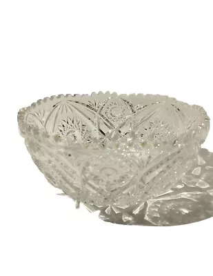 Vintage German Crystal Lead Bowl Hand Cut Glass Bowl Mint Condition Ornate Desig • $69.99