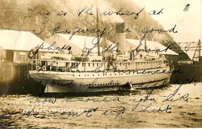 1908 Postcard Canadian Pacific Passenger Ship PRINCESS MAY At The Wharf Skagway • £1.50