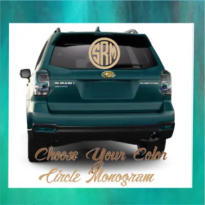  CarTruckMonogram PersonalizedDecal Window Sticker Circle Monogram 3 Initials  • $7