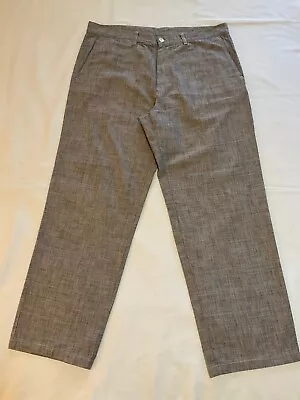 Vintage~ermenegildo Zegna~men’s Relaxed Fit Cotton Pants Beige/gray Sz Xl Italy • $25