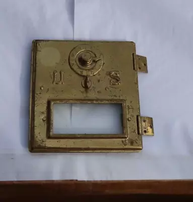 RARE Vintage Antique 5.5  Brass Post Office Box Safe Door Postal US Lock EARLY • $2.99