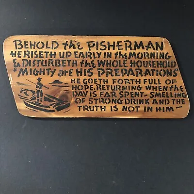 Vintage Wooden Plaque Fishing Fisherman Home Decor Wall Cabin • $19.99