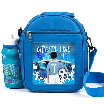 Personalised Manchester Lunch Bag Boys School Snack Childrens Football CF37 • £14.95