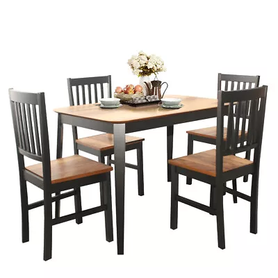 5 Pieces Mid Century Modern Dining Table Set 4 Chairs W/Wood Legs Home Furniture • $309.49