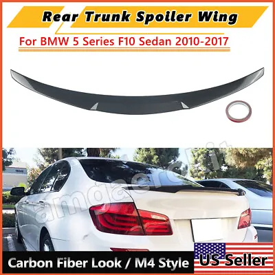 Rear Trunk Spoiler Carbon Fiber Look For BMW 5 Series F10 M5 2010-17 M4 V Style • $71.99