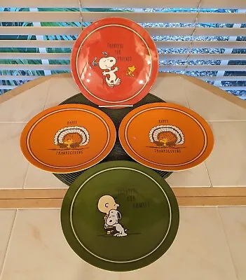 Pottery Barn- 4 Peanuts 9” Plates- Charlie Brown/ Snoopy- Thanksgiving- Vgc! • $34.95