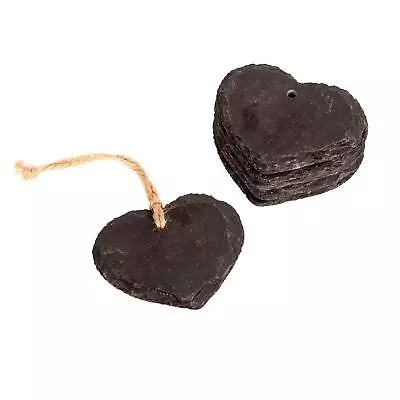 6x Slate Heart Hanging Tags Rustic Kitchen Preserving Jar Decoration Labels • £7