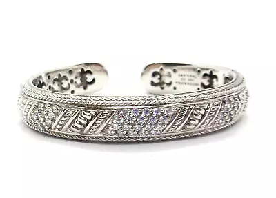 Judith Ripka Sterling Silver 925 BRACELET. HINGED CLEAR CZ'S 6 5/8  INSIDE • $63.95